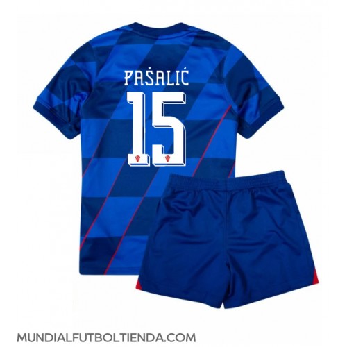 Camiseta Croacia Mario Pasalic #15 Segunda Equipación Replica Eurocopa 2024 para niños mangas cortas (+ Pantalones cortos)